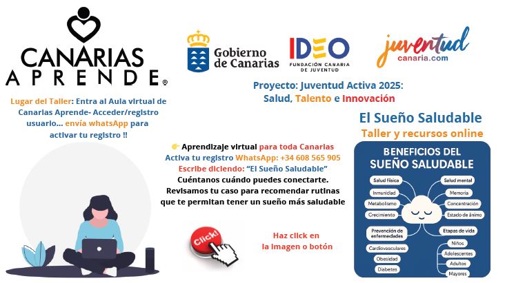 Cartel difusión actividad de Taller del sueño saludable